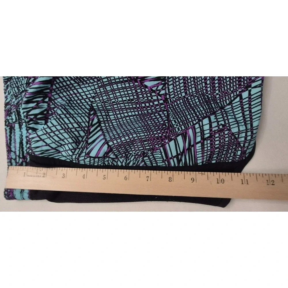 Under Armour womens black/teal/purple print running shorts XL Heat Gear exercise
